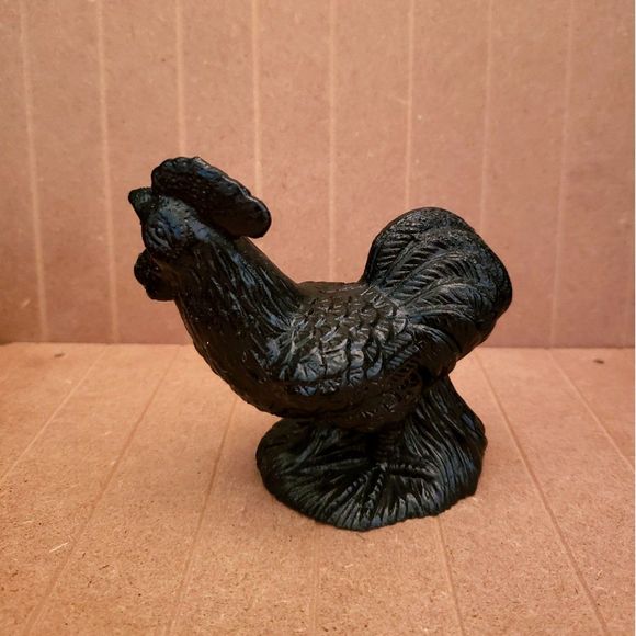 Black Coal Rooster Figurine Chicken Decor Farmhouse Vintage - Picture 4 of 14